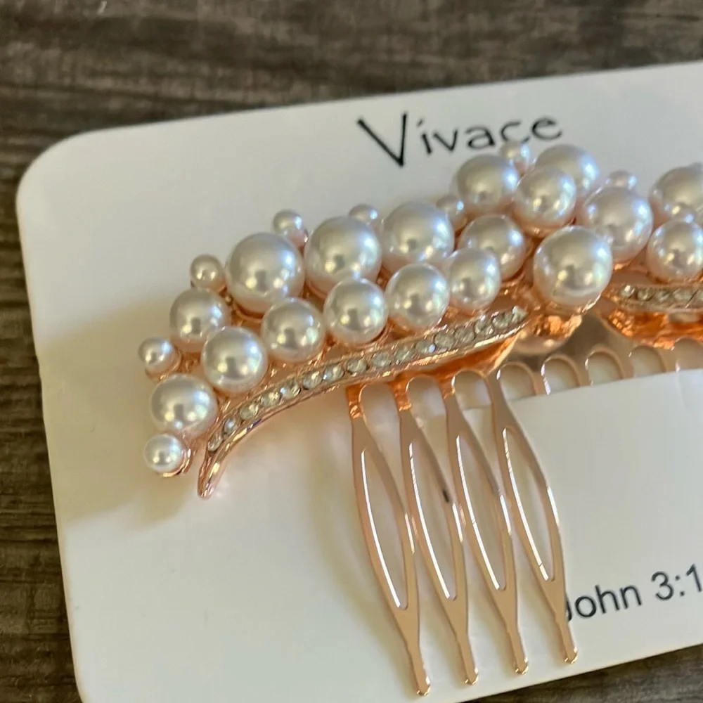 Rose Gold Pearl Hair Piece
